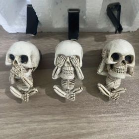 3pcs, New Ghost Head Aromatherapy Pendant Set Creative Resin Car Air Outlet Aromatherapy Ornament Gothic Decoration