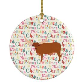 Ankole-Watusu Cow Christmas Ceramic Ornament Christmas Tree Hanging Decorations for Home Christmas Holiday, Party, Gift, 3 in, Multicolor