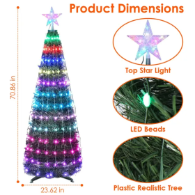 LED Lights Collapsible Christmas Tree Light With Remote App Control IP65 Waterproof Customized Multi-Color Mode Timer Setting Work With Alexa Goo (Option: 1.8m)