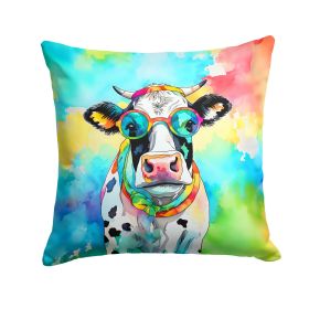 NEW Hippie Animal Cow Throw Pillow Machine Washable, Indoor Outdoor Decorative Pillow for Couch, Bed or Patio, 18Hx18W (Default: Default)